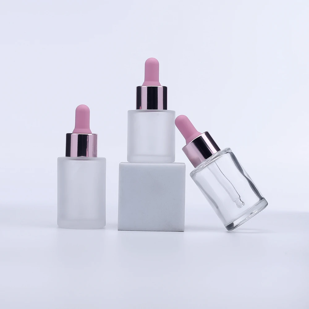 

5pcs 20Ml 30Ml Frosted Glass Dropper Bottle With Rose-gold Cap Empty Cosmetic Packaging Container Vials Essential Oil Bottles