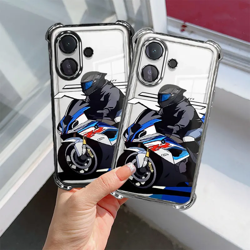 Фото Защитный чехол с покрытием для vivo V70 Lite 5G, гибкий TPU, противоударный, с мотоциклетным узором, чехол-фундас. №4