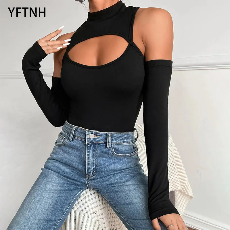 

Сексуальное Женское боди YFTNH, Облегающий комбинезон, комбинезон с открытыми плечами, Корректирующее белье, однотонный корсет с длинным рука...