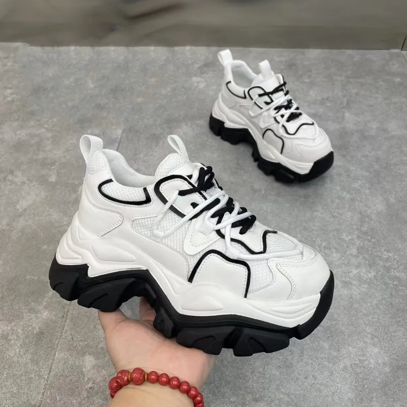 

BCEBYL Spring New Fashion Breathable Sports Shoes Heightening Sports Shoes Women's Wedge Casual Thick-soled Casual Walking Shoes