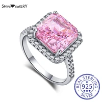 shipei 100 925 sterling silver crushed ice cut created moissanite pink morganite gemstone wedding engagement rings fine jewelry
