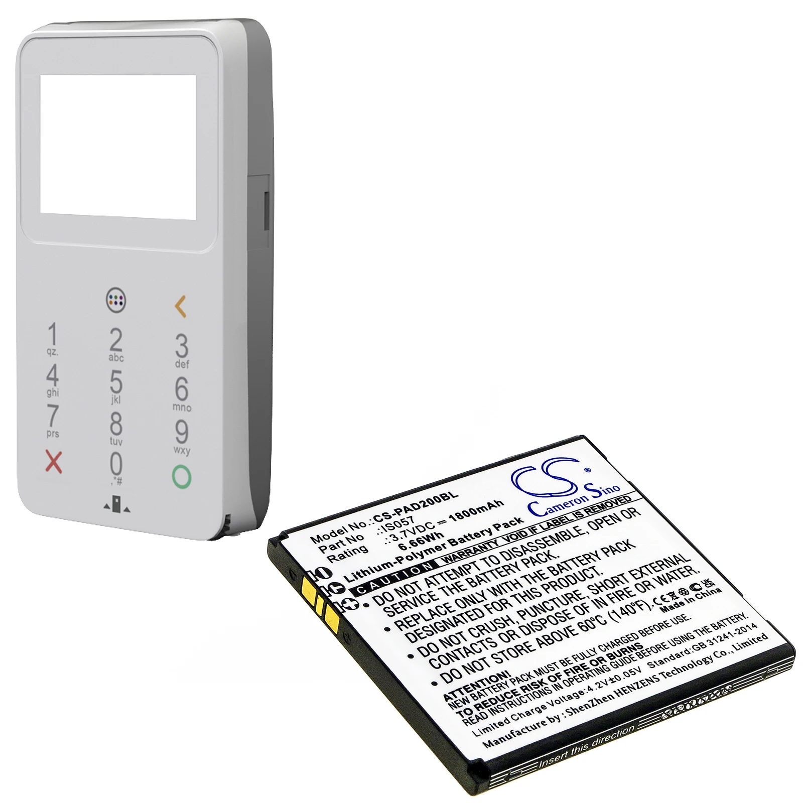 Портативная фотография для Pax IS057 D200T IS275 Mini myPOS D200, емкость 1800 мАч/62,4 Вт/ч, цветная черная трава, вес г
