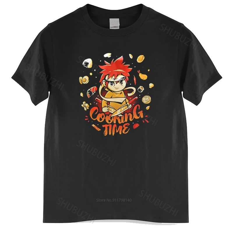 

New Arrived Mens t shirt Food Wars Manga T Shirt for Men Shokugeki no Soma Yukihira Tee Homme Black T-shirt euro size