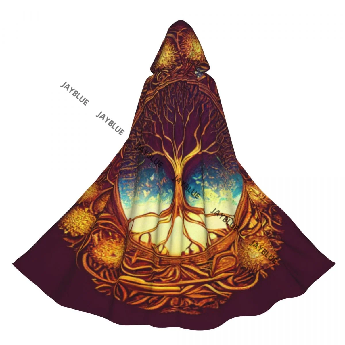 Плащ с капюшоном плащ унисекс Древо жизни принтом Yggdrasil накидка ведьмы-вампира