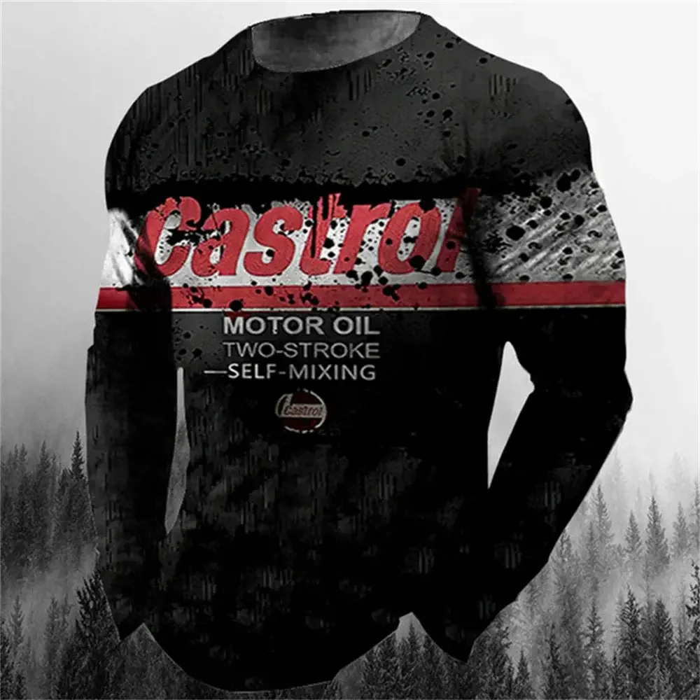 Футболка мужская хлопковая с длинным рукавом винтажная Байкерская тенниска 3D