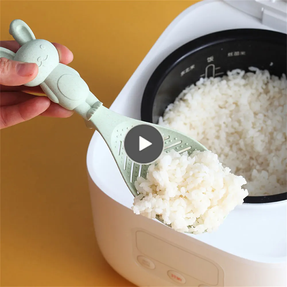 

Household Wheat Straw Rabbit Spoon Can Stand Up Rabbit Rice Shovel Rice Cooker Creative Non-stick Rice Cartoon Rice Spoon New