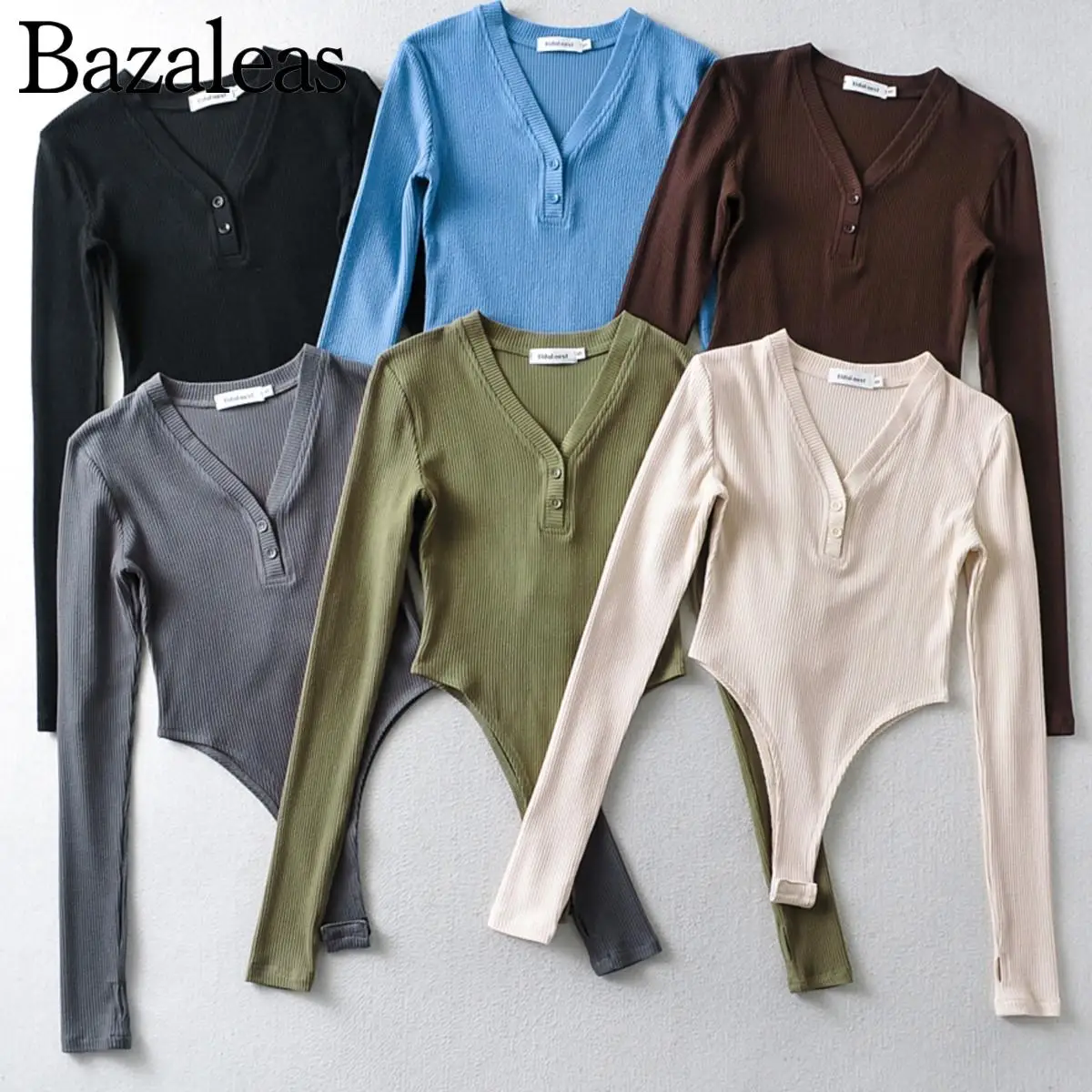 

2022 Buttons Up Long Sleeve Bodysuit Woman Rompers Bodycon Slim Playsuits For Women