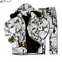 winter thermal climbing hiking suit snow white camo hunting fishing suit waterproof ghillie suit windproof cs hooded jacket pant