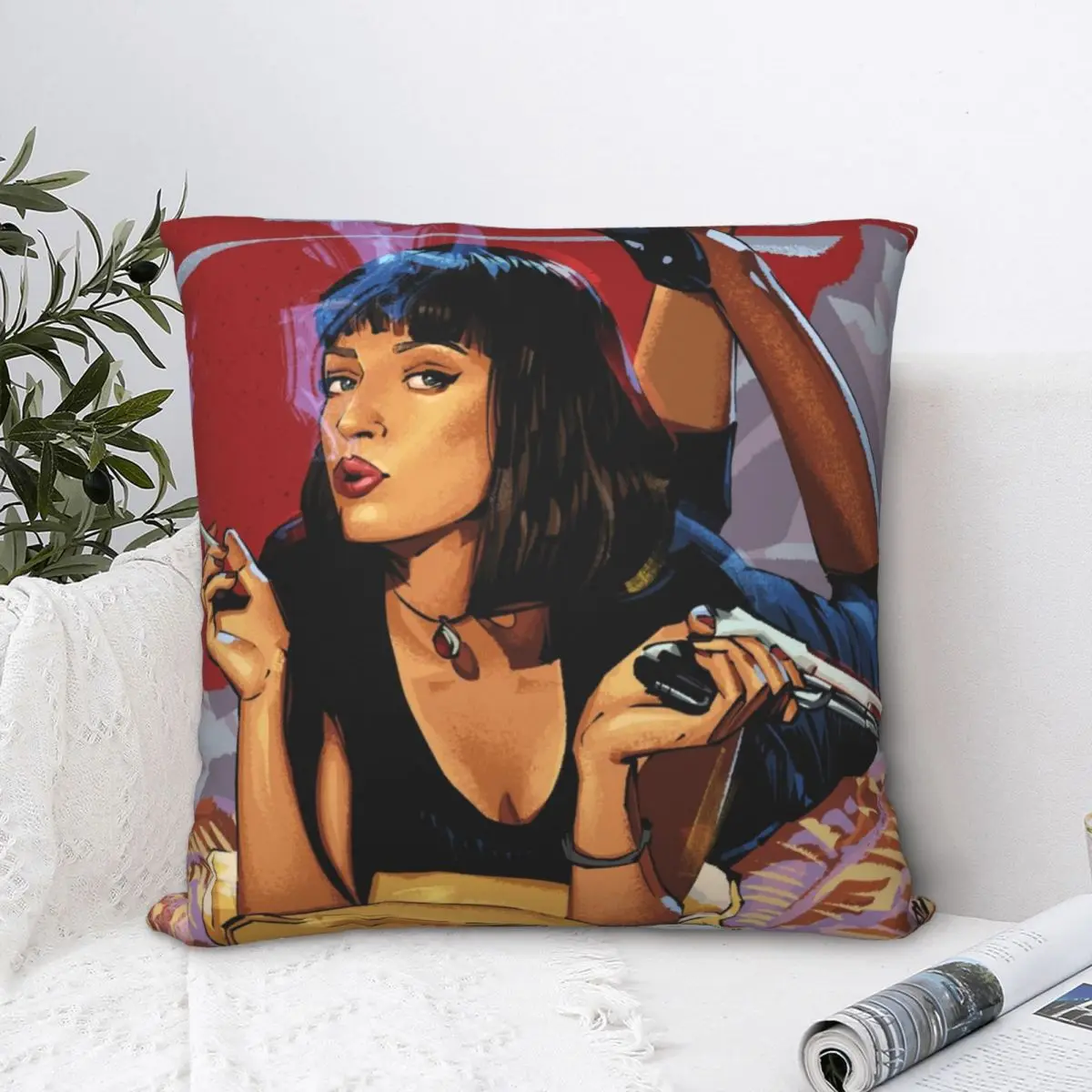 

Mia Wallace Pulp Fiction Square Pillowcase Cushion Cover funny Home Decorative Pillow Case for Sofa Seater Simple 45*45cm