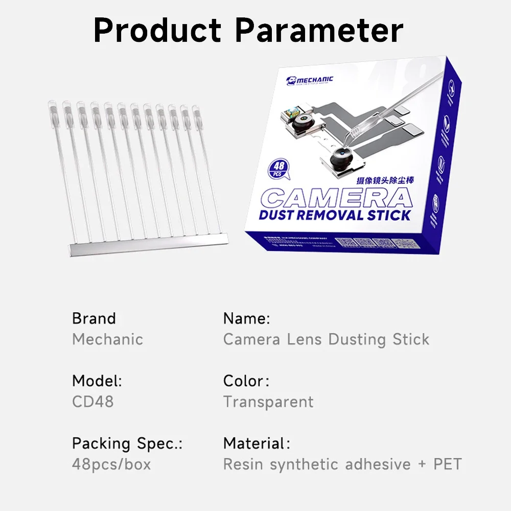 

Mechanic CD48 очиститель объектива камеры для удаления отпечатков пальцев, набор синтетических палочек из смолы для экрана объектива камеры телефона, очистка без пыли
