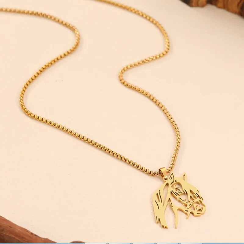 Ожерелье из нержавеющей стали в готическом стиле с головой лошади для женщин и