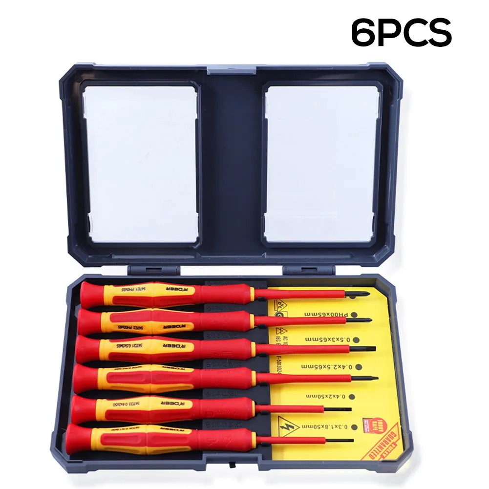 

6pcs Insulated Screwdriver Set Screw Driver Bit Magnetic Phillipsss Slotted Screwdrivers Screw Holder For Electrician Hand Tools