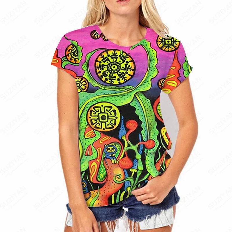 

Женская футболка с графическим принтом, свободная летняя футболка стандартного кроя в гавайском стиле, 2022