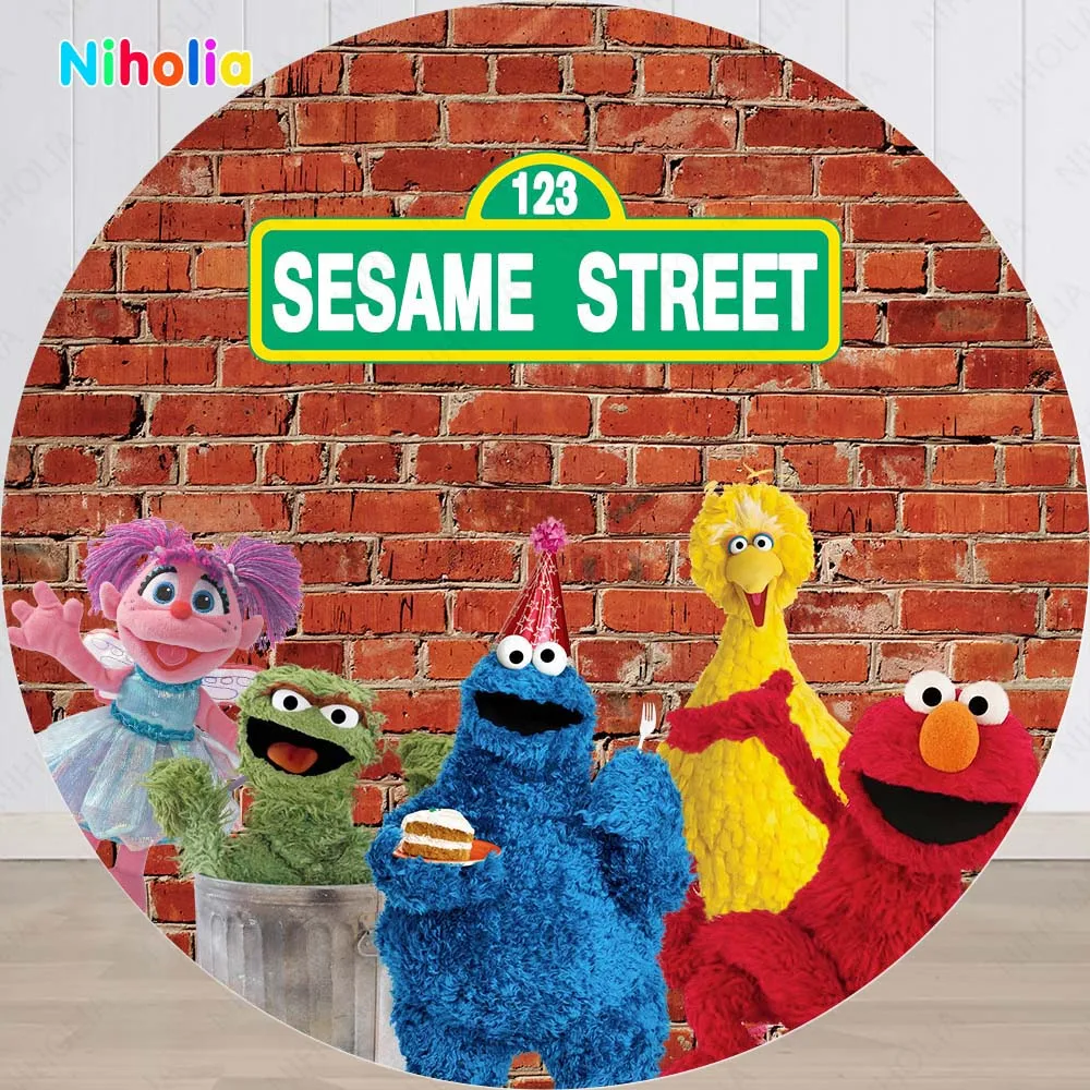 Фон для фотосъемки детей с изображением улиц Сезам