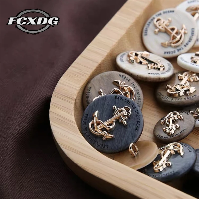 10pcs 20mm Decorative Buttons for Clothing Navy Retro Anchor Design Fashion Clothing Buttons Jacket Wool Coat Sewing Buttons