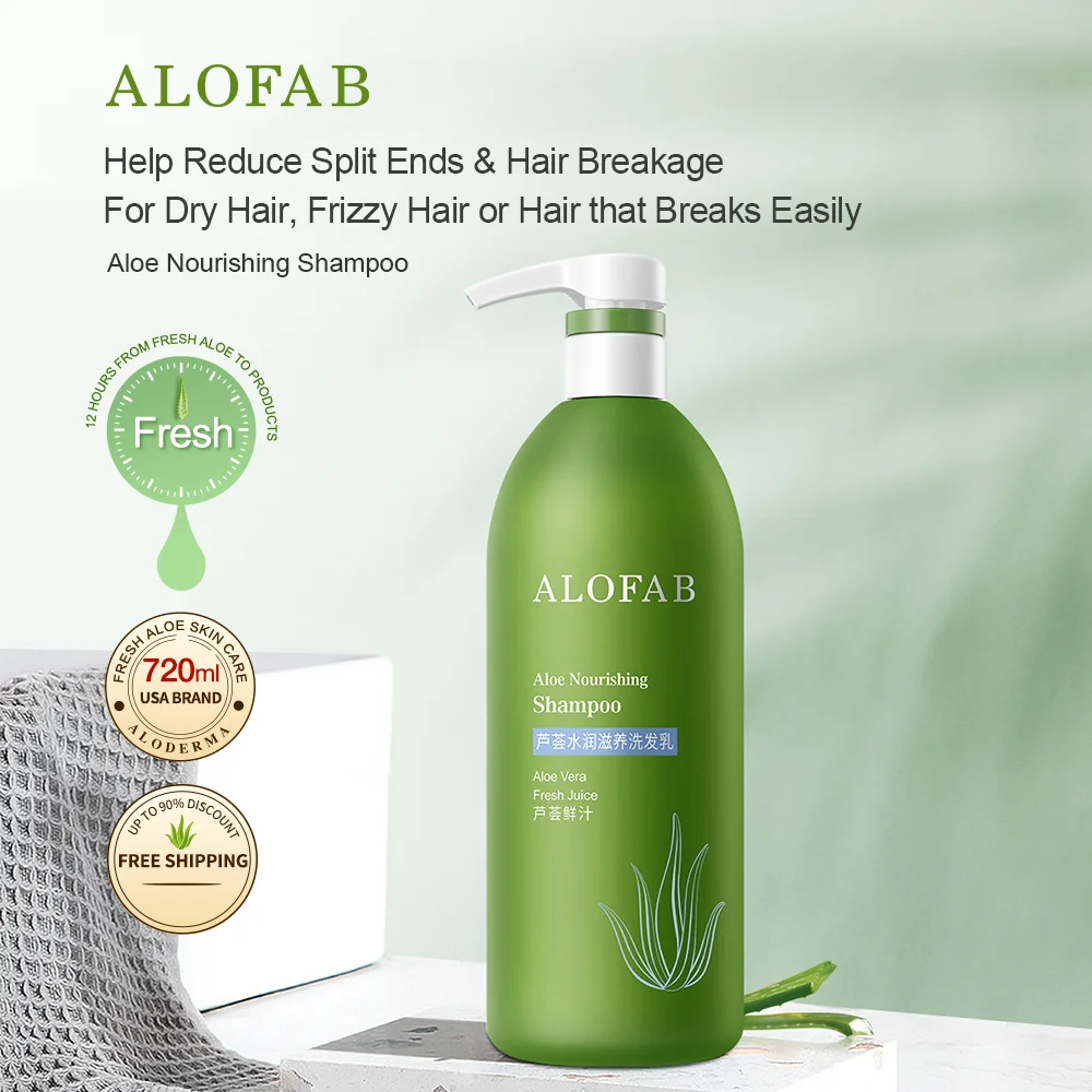 Alofab Aloe Vera Moisturizing Nourishing Repairing Shampoo 720ml Organic Aloe Hair Care Shampoo+Scalp Care For Anti-Hair Loss