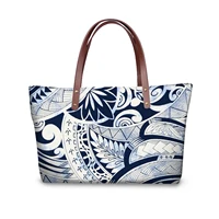 polynesian tattoo style print clutch bag daily portable women girls handbag inside zipper pocket outdoor tote bags