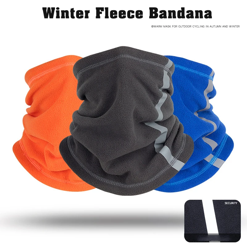 

Fleece Neck Warmer Winter Reflective Strip Neck Buff Windproof Tube Scarf Bandana Mask Soft Half Face Cover SKi Snowboard Gaiter