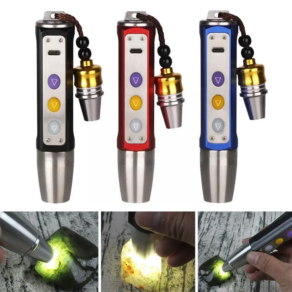 

Three Light Sources Lamp Flashlight 365/395nm Torch Ultraviolet Flashlight Led Jade Uv Identification Lamp Light Inspection B0j5