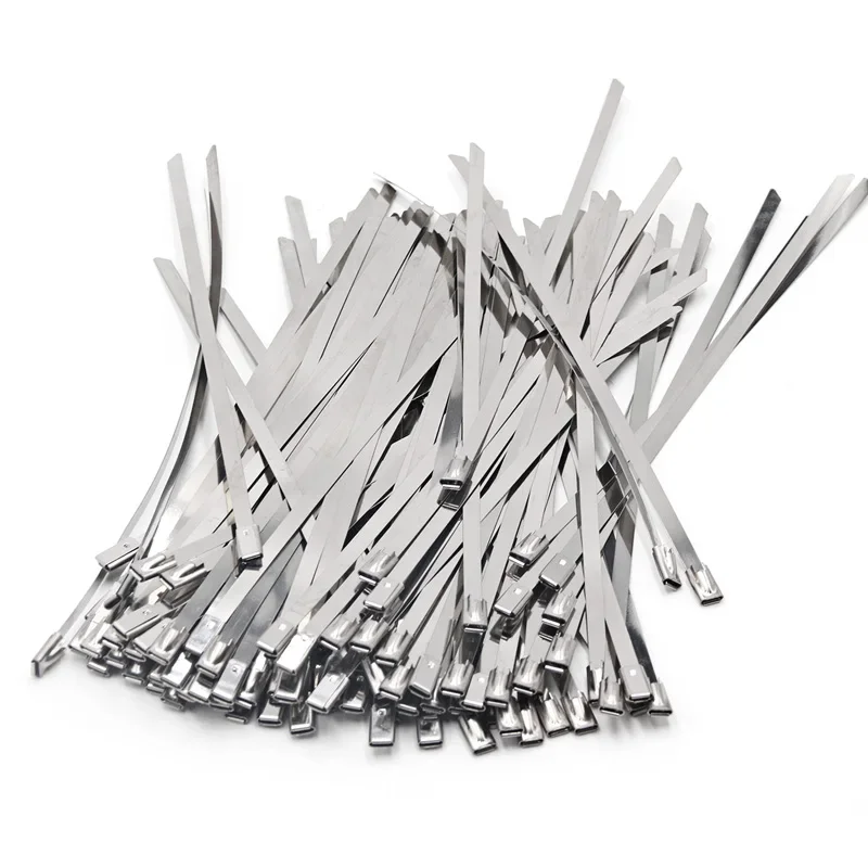 

100 шт. самоблокирующиеся галстуки из нержавеющей стали 304 мм, многофункциональные металлические кабельные стяжки 4,6 мм, 150 мм, 200 мм, 250 мм, 300 мм, 400 мм, 500 мм