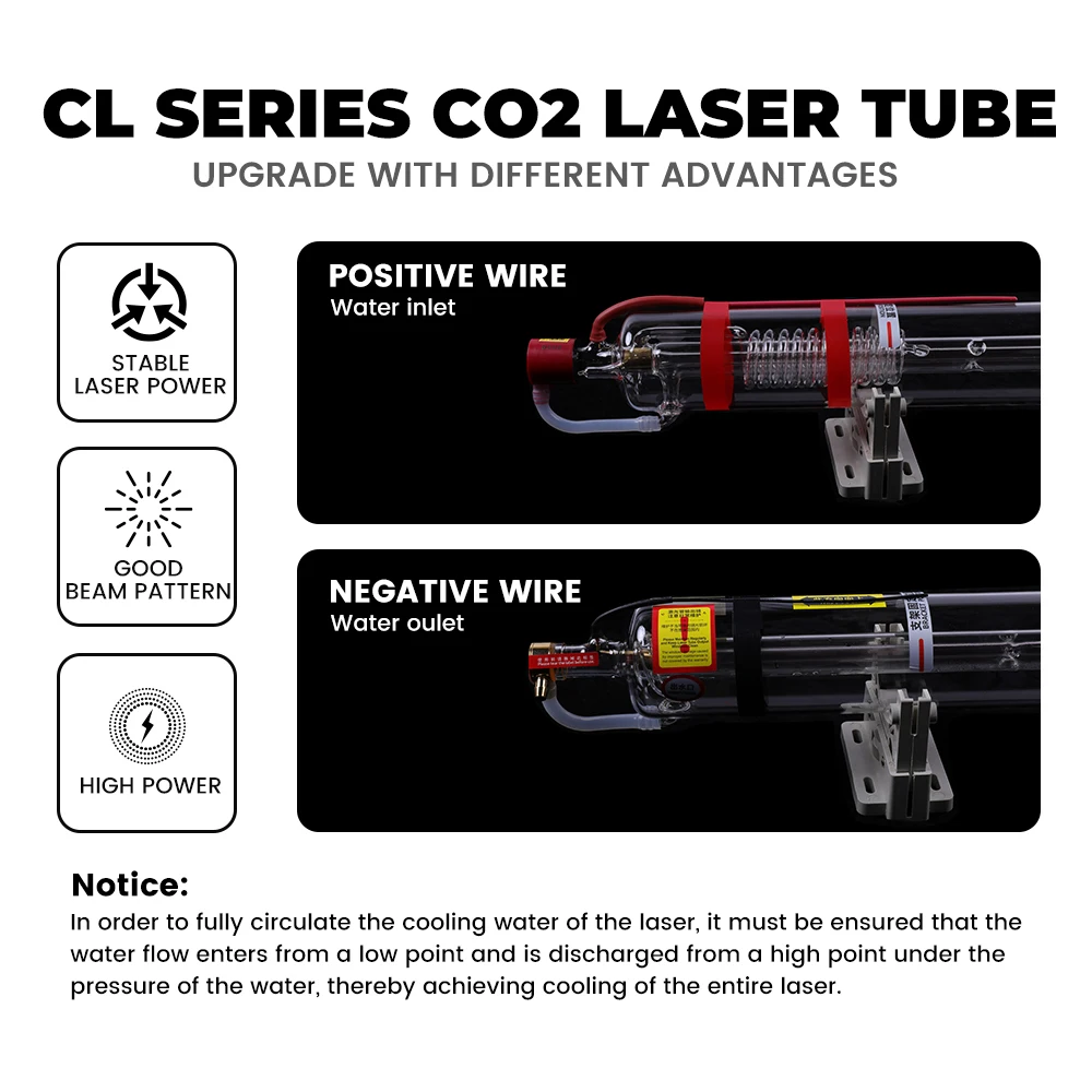 Everl CL Высококачественная стеклянная CO2 лазерная трубка 35 Вт/40 Вт для фотографий