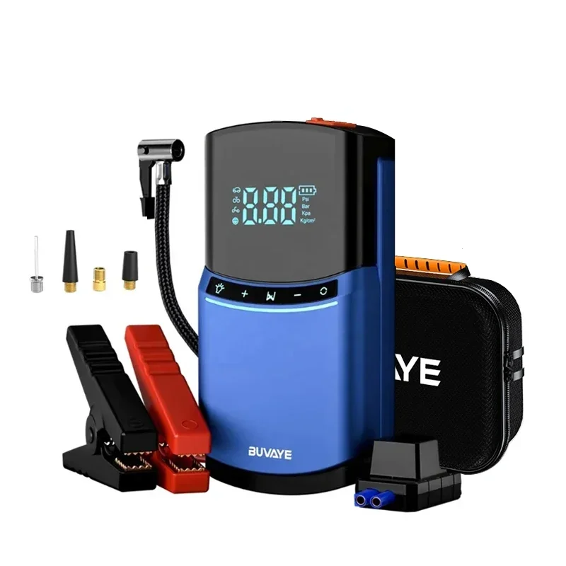 

BUVAYE Автомобильный стартер, воздушный компрессор, 2000 А, блок перехода, 7 л, газ, 5 л, дизель, 12 В, аккумулятор, усилитель, перемычка, электрический насос 150PSI