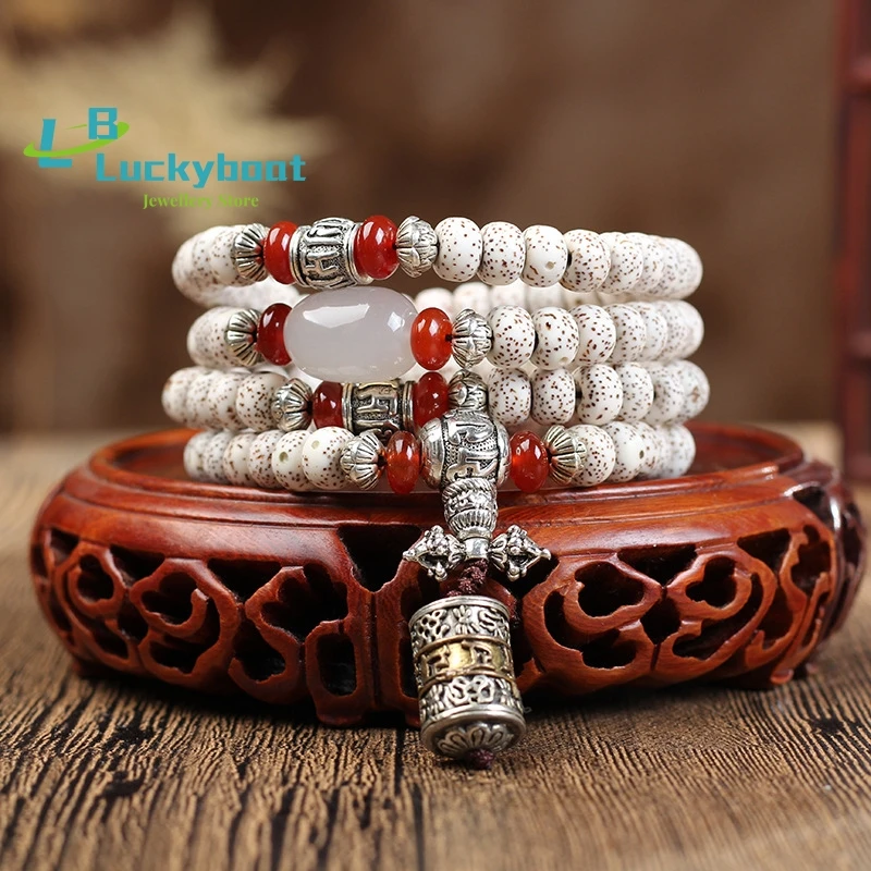 

Wholesale Natural Xingyue Bodhi Bracelet 108 Buddha Bead Necklace Ethnic Style Rosary Bracelet Tibetan Silver Accessories