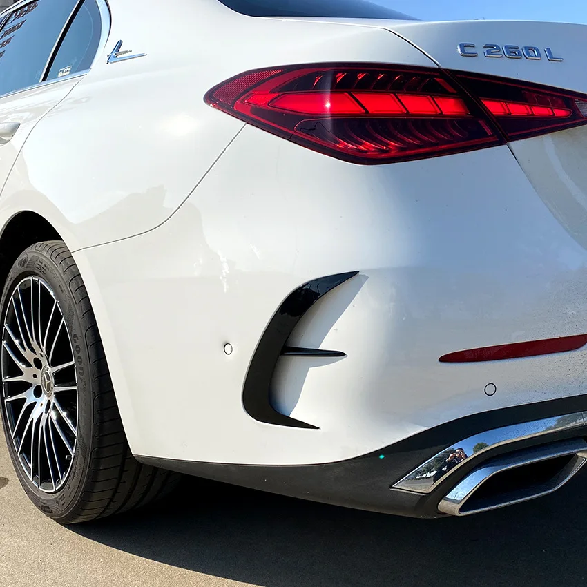 

For Mercedes Benz C Class W206 C200 C260 C300 2022+ AMG Car Accessorie Rear Bumper Trim Lip Spoiler Sticker Fender Canards Fins