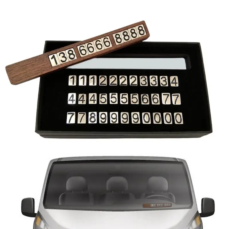 

Car Temporary Parking Card Wood Phone Number Plate Portable Phone Number Card License Plate Auto Metal Decorations