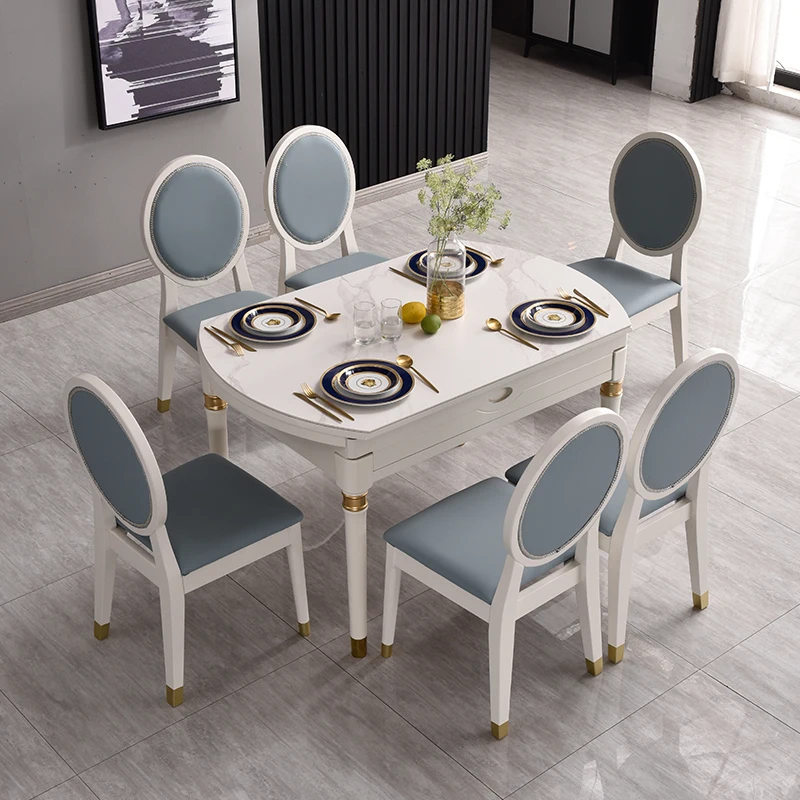 

Multifunctional Restaurant Loft Kitchen Table High-End Fashion Ins Wedding Party Folding Dining Table And Chair Combination