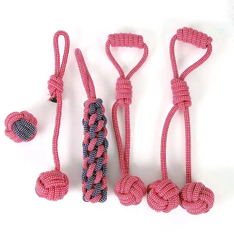 

Pet Rope Toys Pet Chew Molar Teeth Clean Dog Training Toy Interactive Cotton Rope Pet Toy Bite Resistance 5pcs/Set