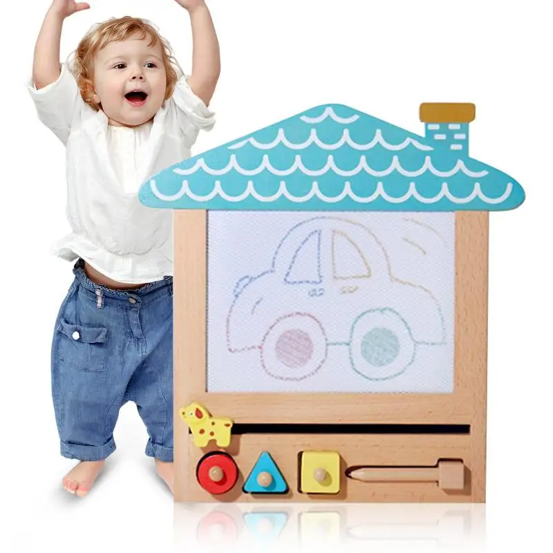 

Деревянная магнитная доска для рисования, детская деревянная доска для граффити, Расписанная вручную доска, обучающая игрушка