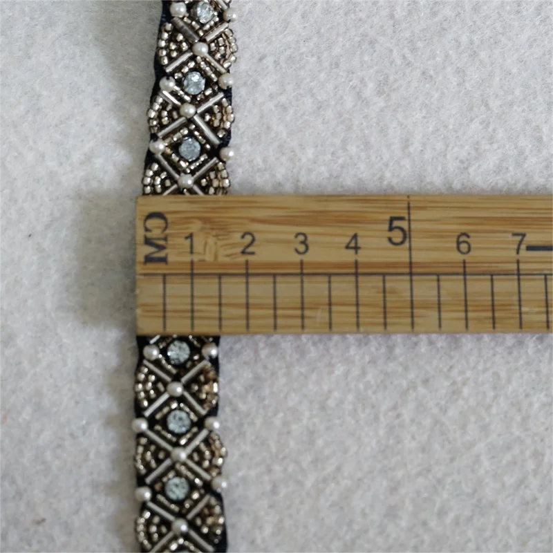 1 ярд жемчужины бриллиант кружевная отделка свадебное кружевное платье на