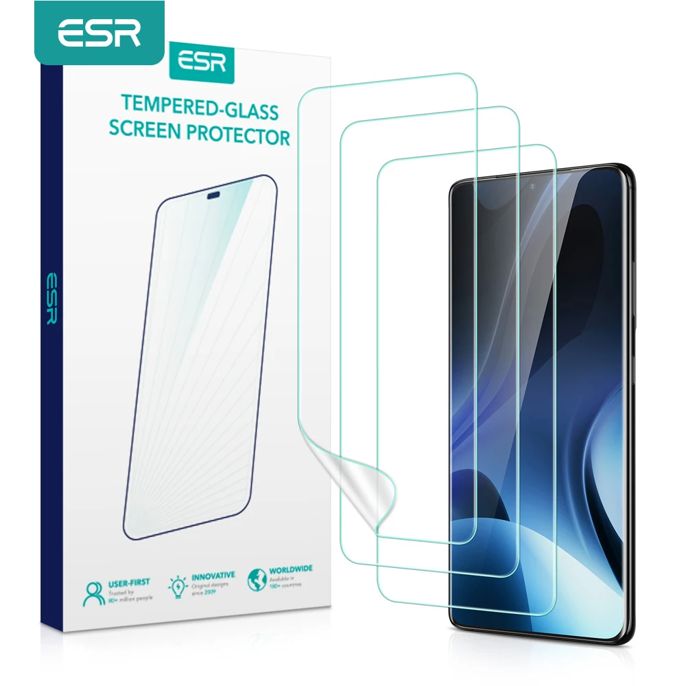 

ESR 3 шт. для Samsung Galaxy S21 ультра протектор экрана S21 Plus Гидрогелевая пленка S21 пленка salvaschermo мягкая жидкая полная Cov
