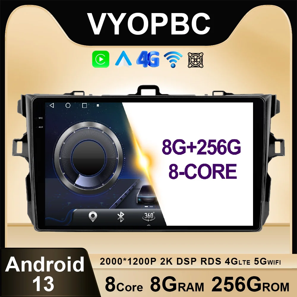

9 дюймов Android 13 для Toyota corolla 2009 - 2013 автомобильное радио стерео мультимедийная навигация GPS DSP QLED видео ADAS No 2din AHD WIFI