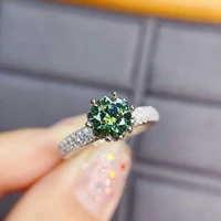 meibapj 1 carat green moissanite diamond fashion trend ring for women 925 sterling silver fine wedding jewelry