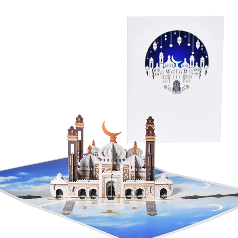 

Eid Card 3D Mosque Pop-up Greeting Cards for Islamic Eid Mubarak Ramadan Card Drop ship