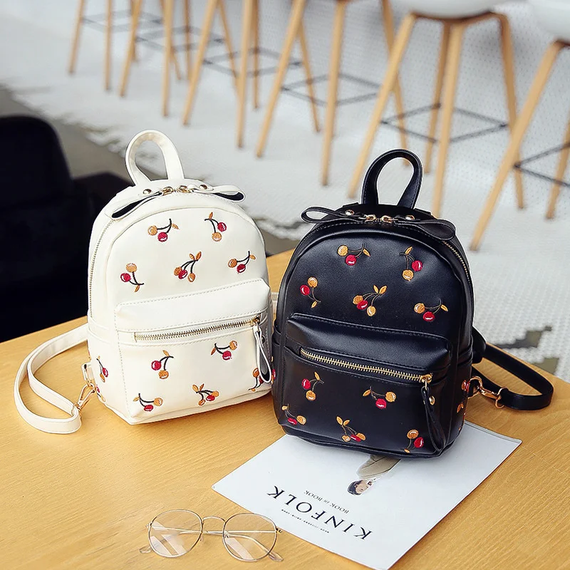 

Модная миниатюрная сумка через плечо для девушек, Ранняя сумка из искусственной кожи с вишневым узором, маленькая Повседневная универсальн...