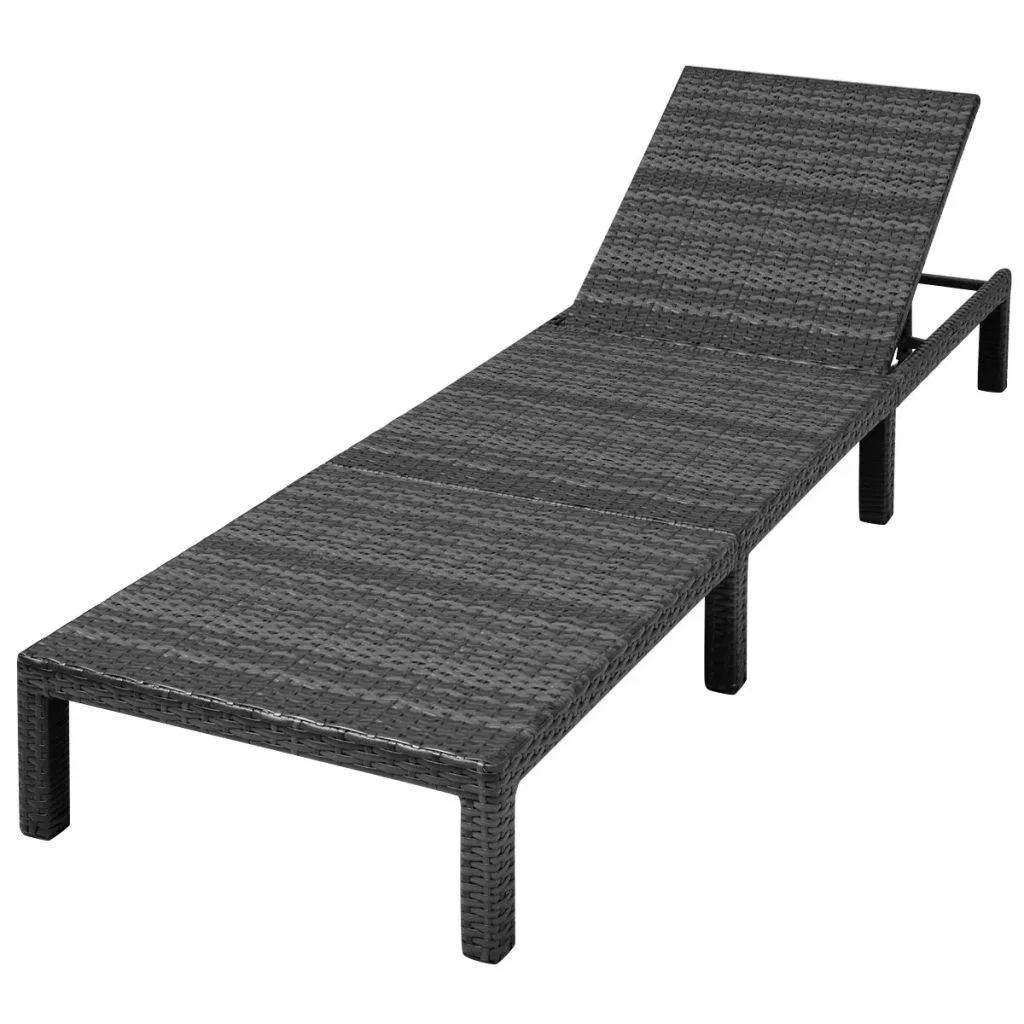 

Sun Lounger with Cushion Adjustable Poly Rattan Black