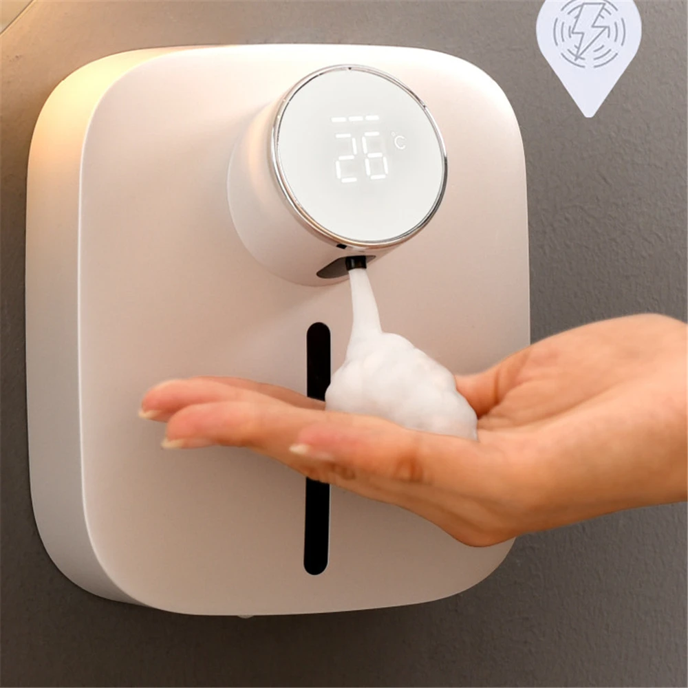 

Перезаряжаемый автоматический диспенсер для мыла с бесконтактной температурой цифровой дисплей настенное крепление умный сенсор жидкий д...