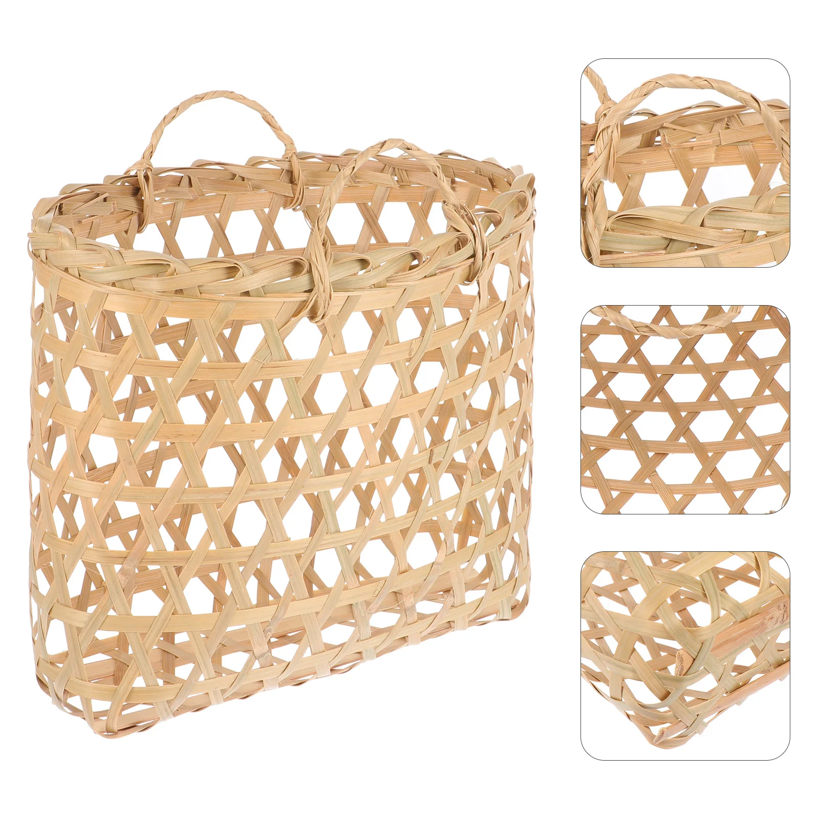 

Mini Food Containers Tea Basket Creative Woven Wicker 20x12.5x18cm Sundries Khaki Bamboo Weaving Large Capacity Baby