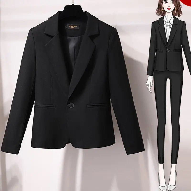 

Женская одежда больших размеров, новинка весны 2022, универсальный маленький пиджак, Модный повседневный свободный женский черный блейзер в Корейском стиле, пальто h436