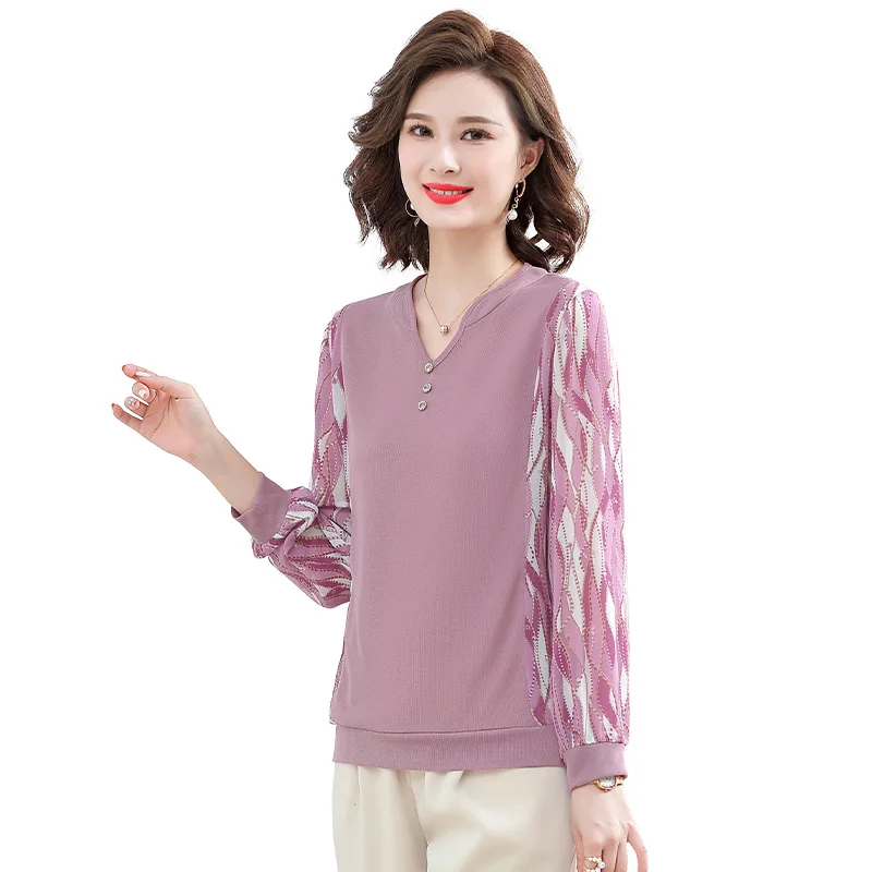 

Fashion Woman Blouse 2023 Print Ladies Long Sleeve Middle Aged Women Vintage Shirts Top Casual Pullover Shirts And Blouses