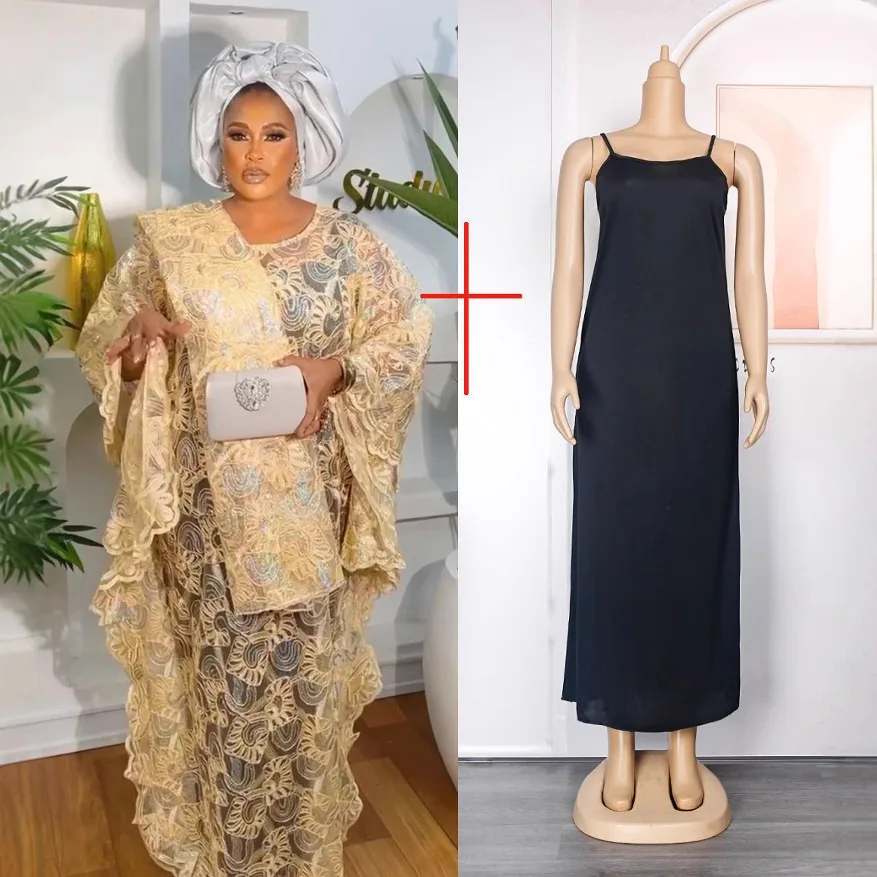 Африканские платья для женщин традиционное кружевное платье Дашики Boubou большие