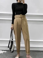 suit pants for women elegant office lady straight pant belt casual ankle length trousers 2022 hot sale spring autumn female pant