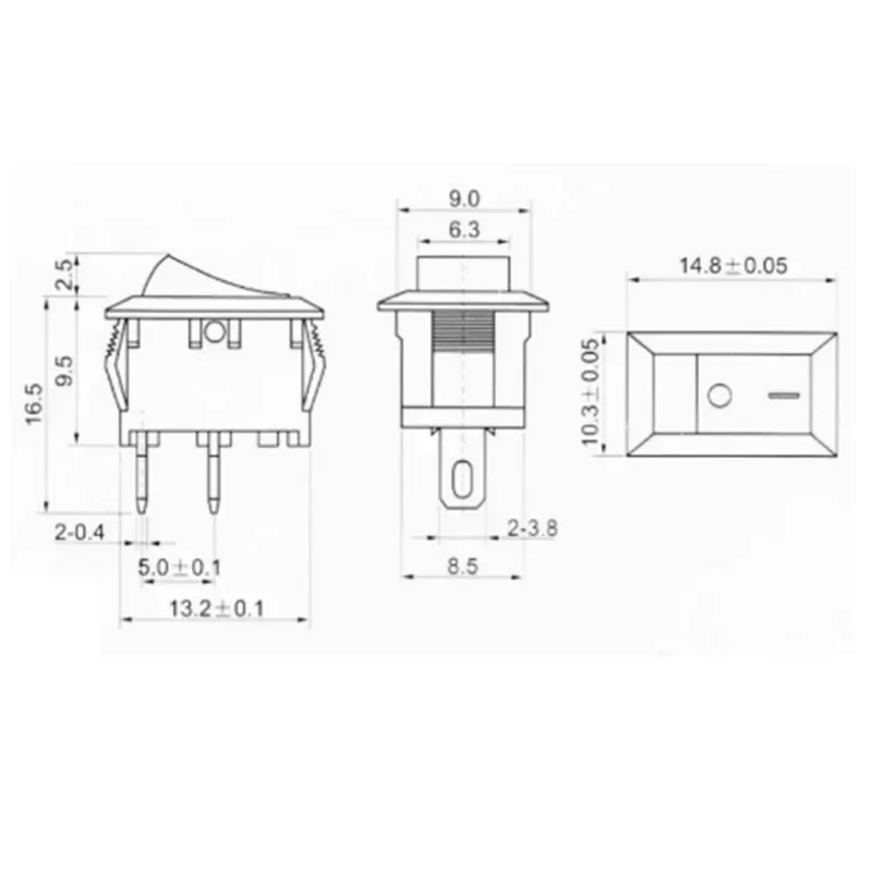 5/10/15 шт. кнопочный переключатель 10x15 мм SPST 2Pin 3A 250V KCD11 вкл/выкл 10 * 15 черный красный и