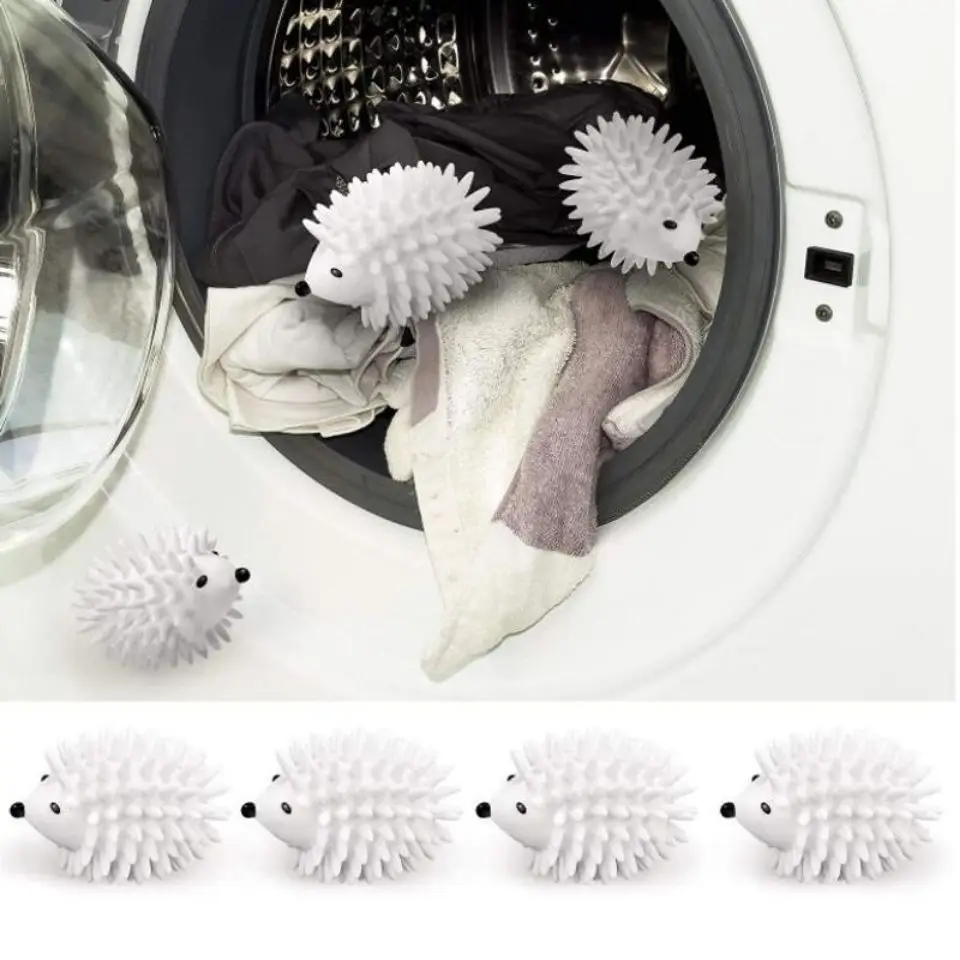 

White Hedgehog Laundry Ball Magic Dryer Ball Reusable Dryer Balls Washing Machine Cleaning Tool Cute Cleaning Hedgehog Balls 1Pc