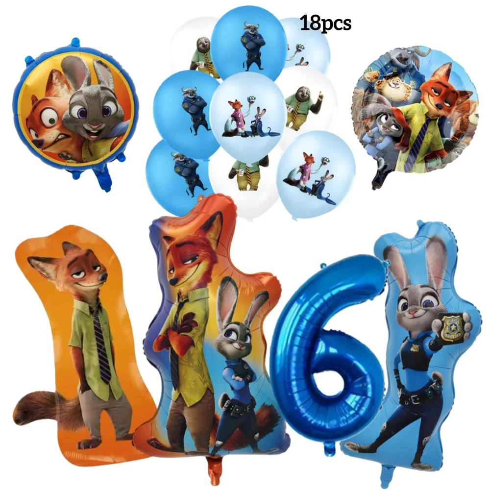 Фото 24 шт. Disney Zootopia 2 тематические воздушные шары аниме фильм ребенок Ник Джуди кролик украшение для дня рождения детский душ игрушка товары для вечеринок №1