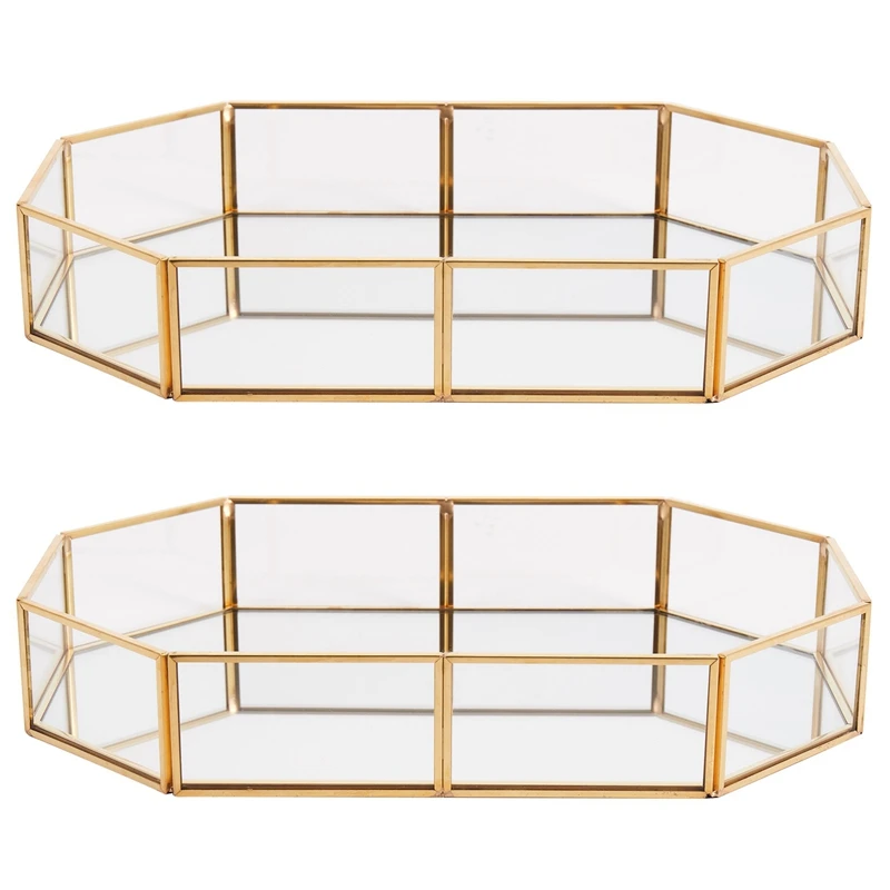 

2X стеклянные медные геометрические корзины для хранения в скандинавском стиле, простой стиль, Домашний Органайзер (L)