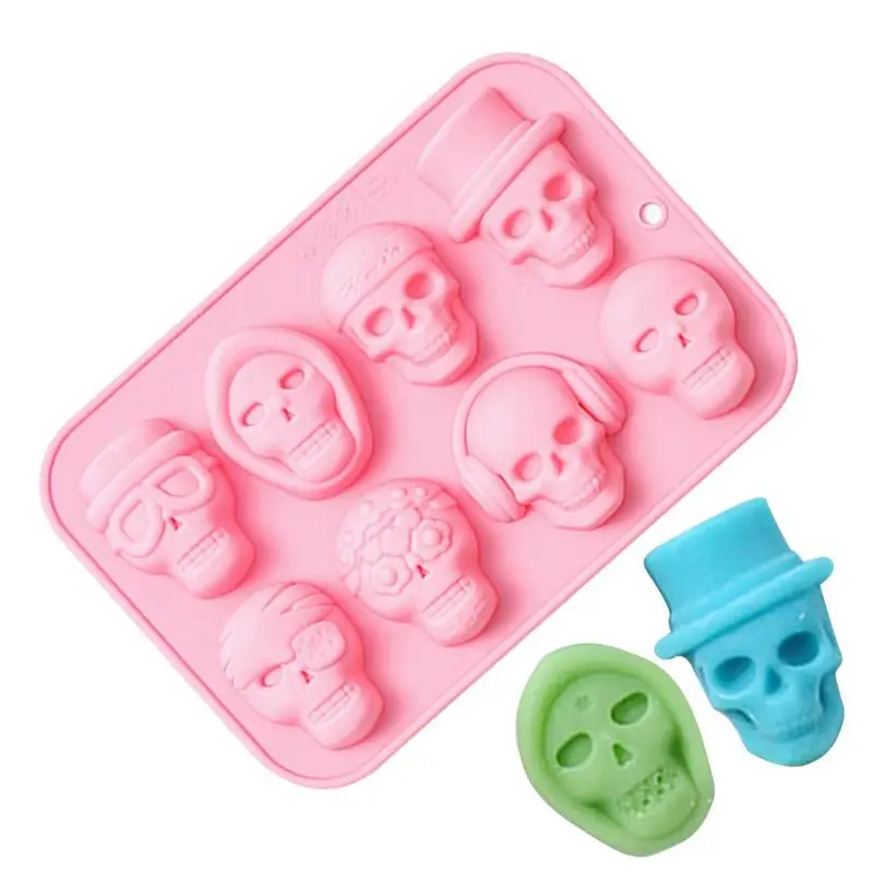 

Skull Ice Cube Mold 8 Cavity Silicone Halloween Molds Silicone Ice Cube Tray For Party Bar Summer Whisky Wine Drinks Silicon